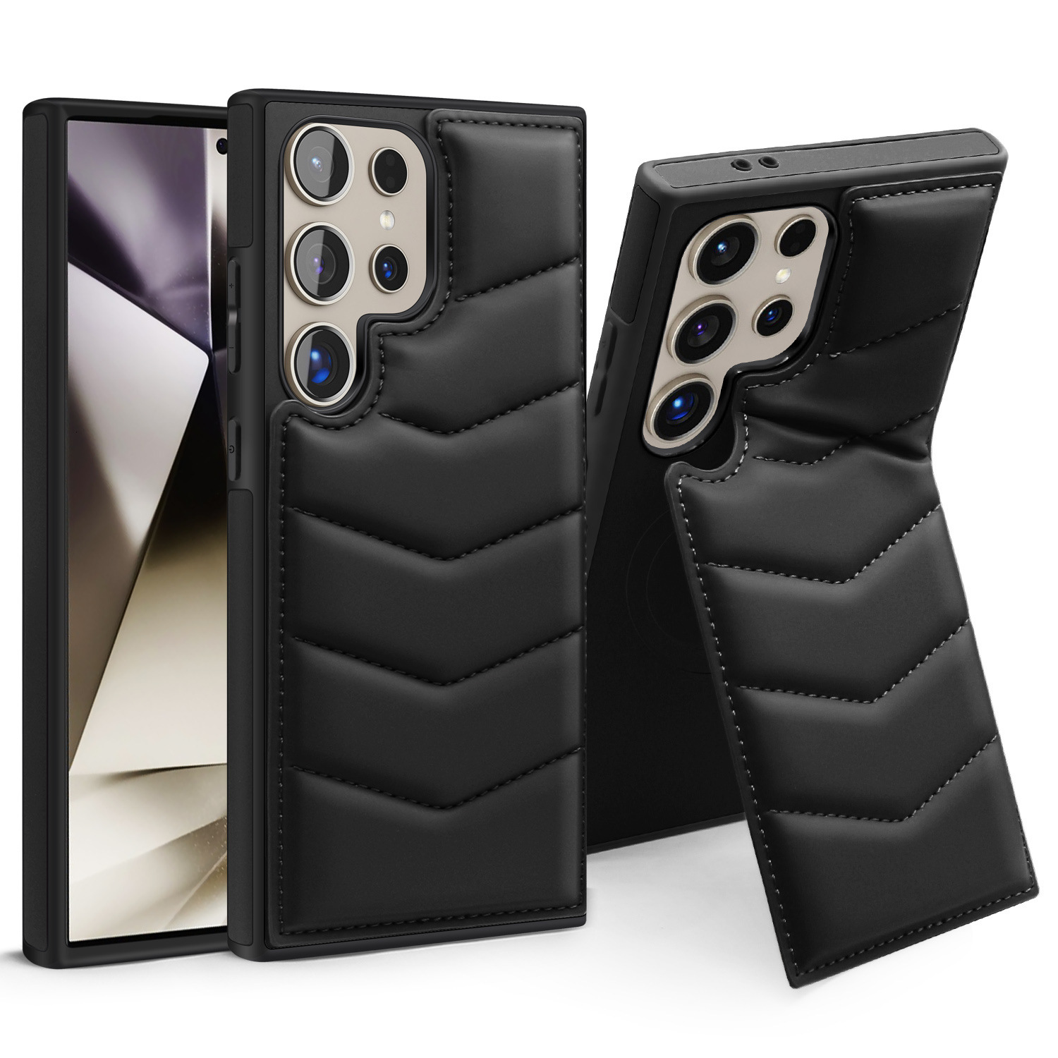 Suitable for Samsung S24Ultra phone case, new Lycra down jacket Galaxy S23 magnetic stand protective cover