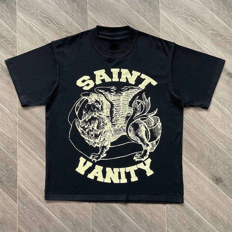 SAINT VANITY Ins The Same Style, Letter Printing Casual Short-sleeved T-shirt for Men and Women Breathable Oversized T Shirt J260525 - view 3