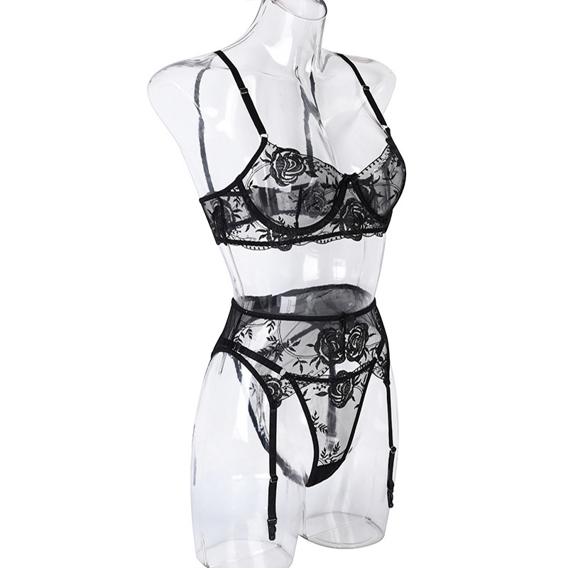 Bras Sets Sexy Underwear Brassiere Lingerie Women Set Lace Embroidery Push Up Bra Panties Deep V Gather Top