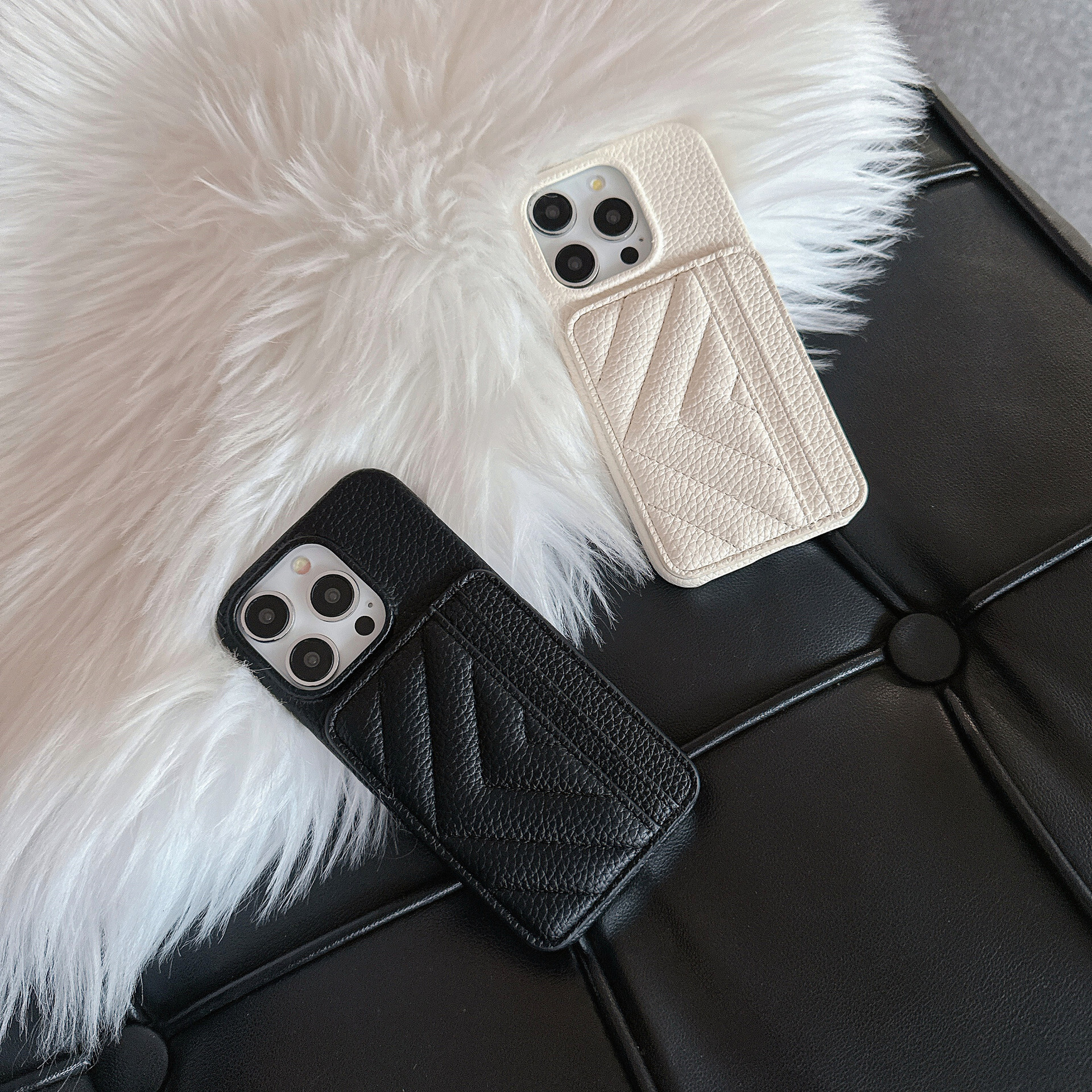 Suitable Apple 15 phone case, lychee leather card slot case for iPhone 17 Pro Max, Samsung S24u, Huawei M60 new