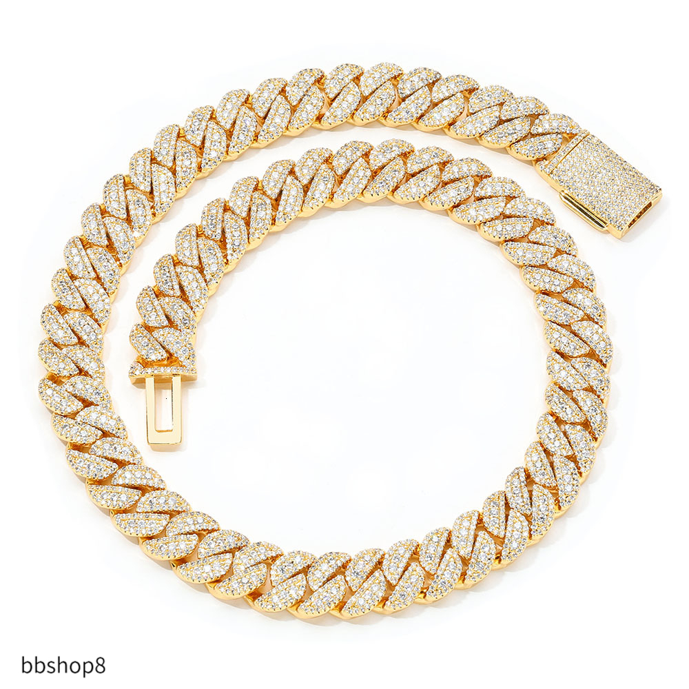 Hip Hop jewelry VVS Moissanite Cuban Necklace by GRA test Diamond 14mm Cuban chain bracelet men sparkle Cuban jewelry