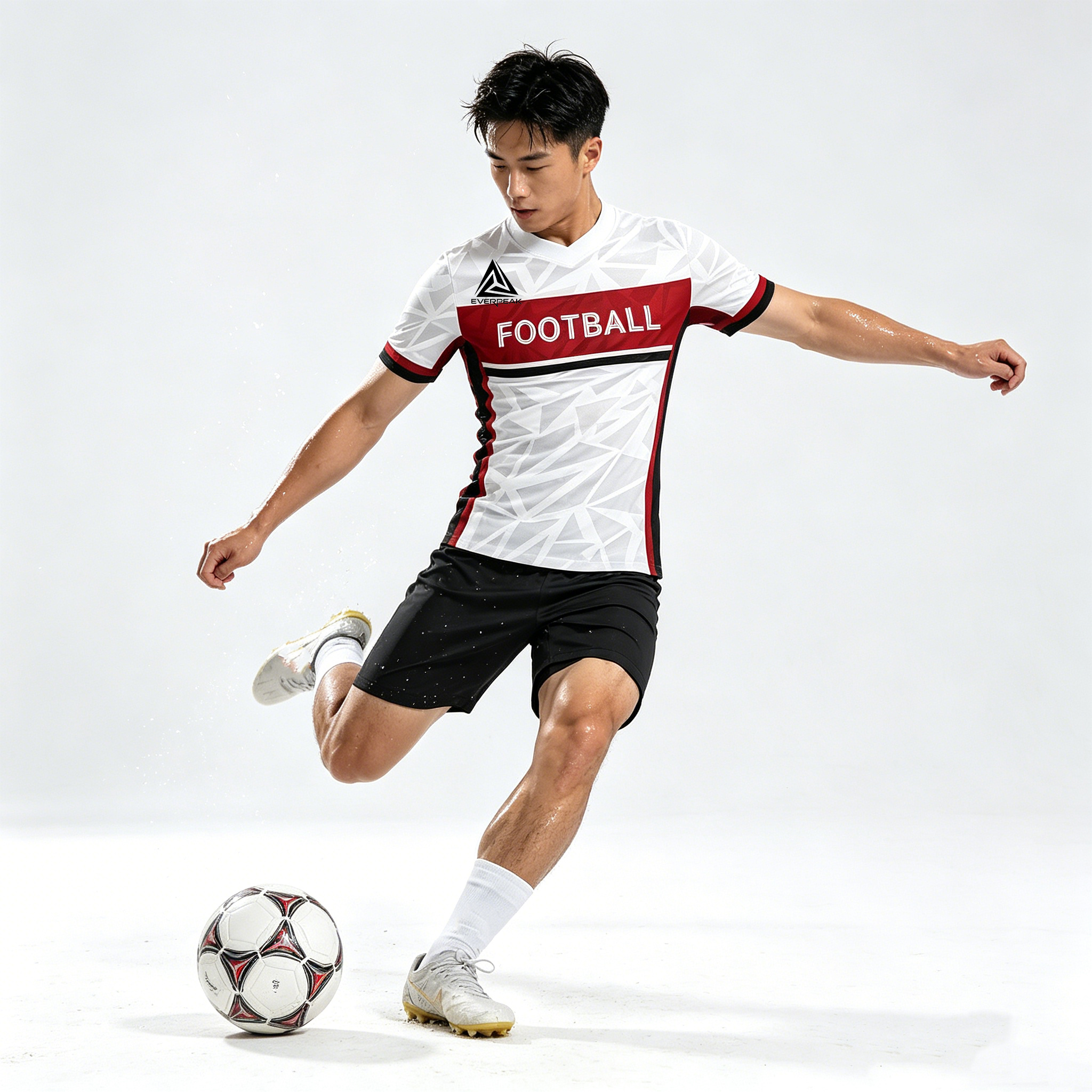 Custom Color Block Soccer Uniform Set Breathable Polyester OEM Football Jersey Shorts for Team Competitions - view 5