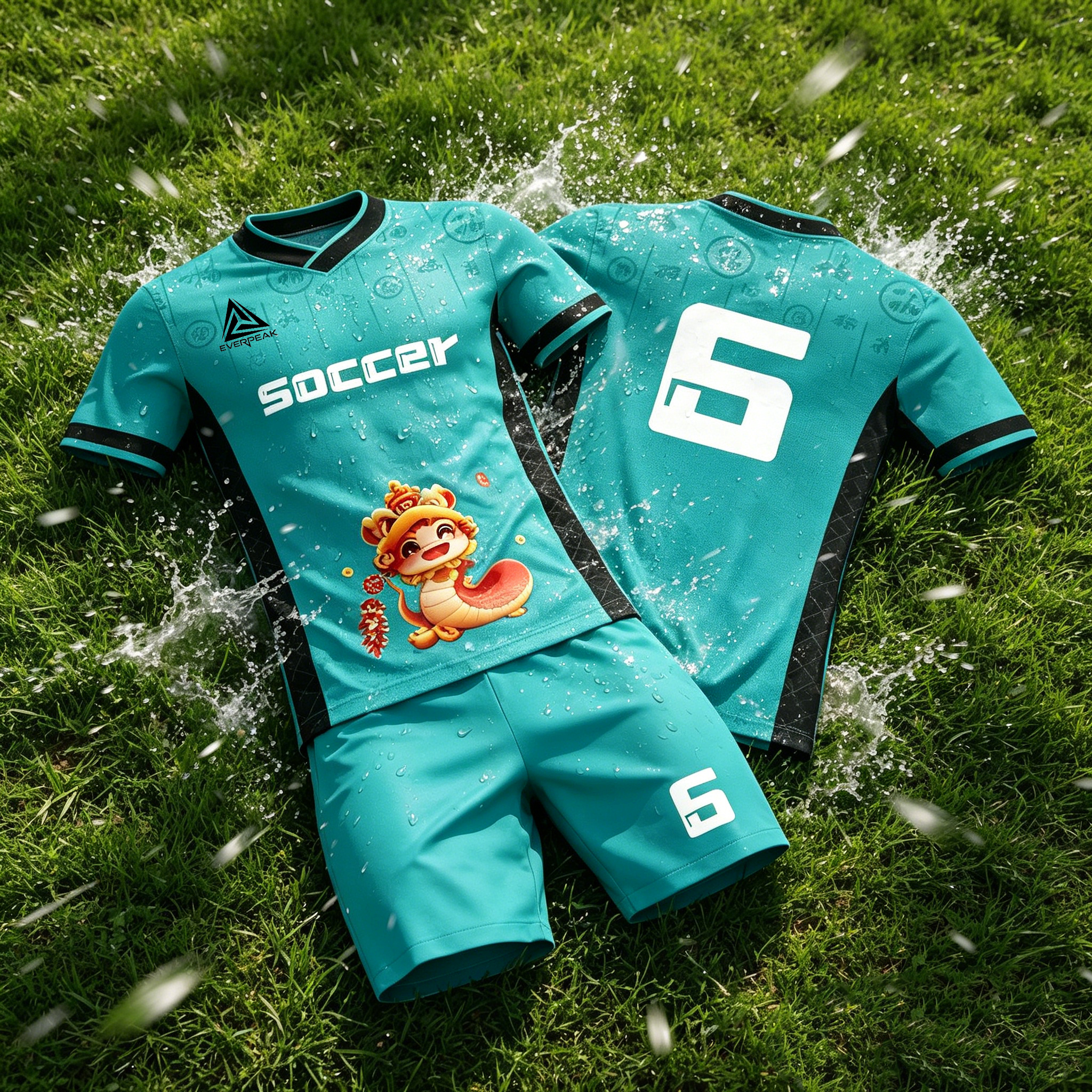 Custom Chinese New Year Snake Soccer Jersey Set Men Quick Dry Football Uniform with Shorts Customizable Team Name Number Logo - view 4