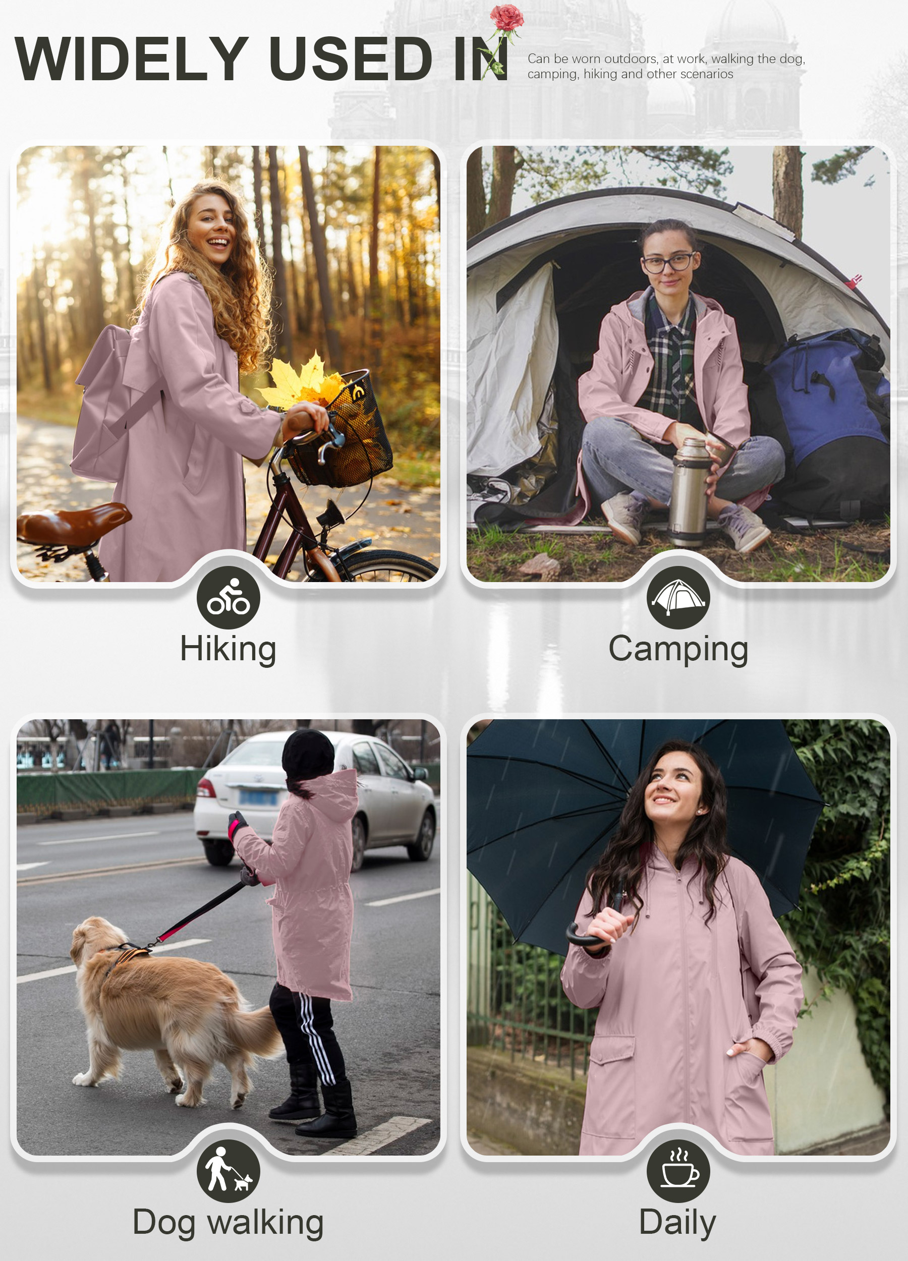 Waterproof Womens Fleece-Lined Hooded Coat Perfect for Rainy Weather
