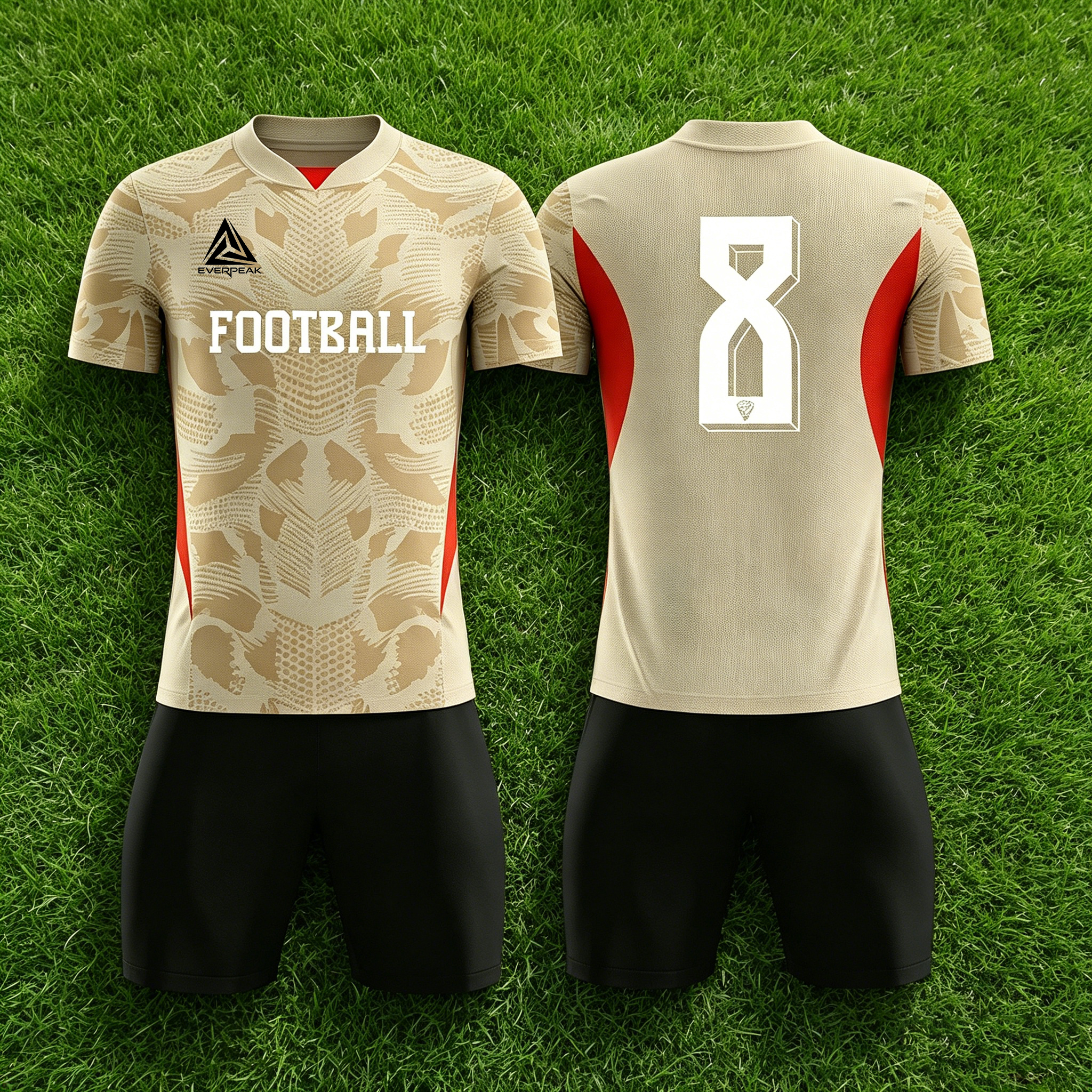 Custom Soccer Jersey Set Men Beige Snake Print Football Uniform with Shorts Personalized Name Number Breathable Quick Dry Kit - view 3