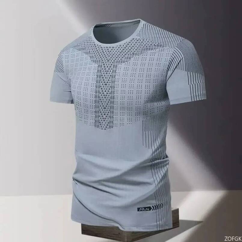 Men's 3D printed t-shirt, quick-drying, suitable for summer, loose fit, round neck, short sleeves.
