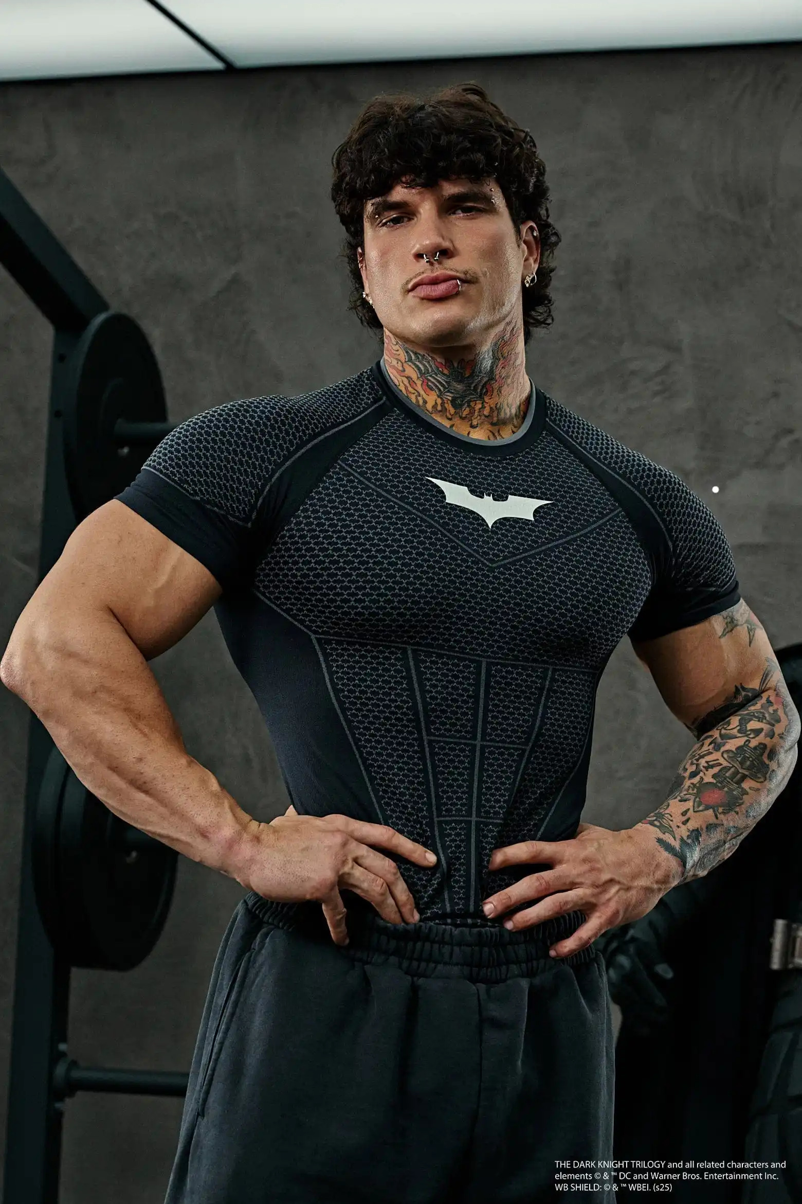 Mens Batman Print Compression T-Shirt Seamless Honeycomb Breathable Quick Dry Short Sleeve High Elastic Fitness Gym Top Runn 260525