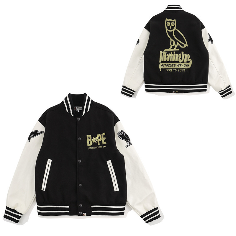 American trendy collegiate baseball jacket, versatile couple outerwear, 3D digital printing, custom design available casual jacket