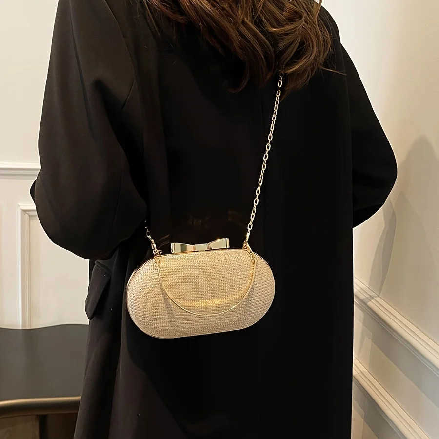 Light luxury sequined hand-held dinner bag elegant style bag high-end chain single-shoulder crossbody bagR260525