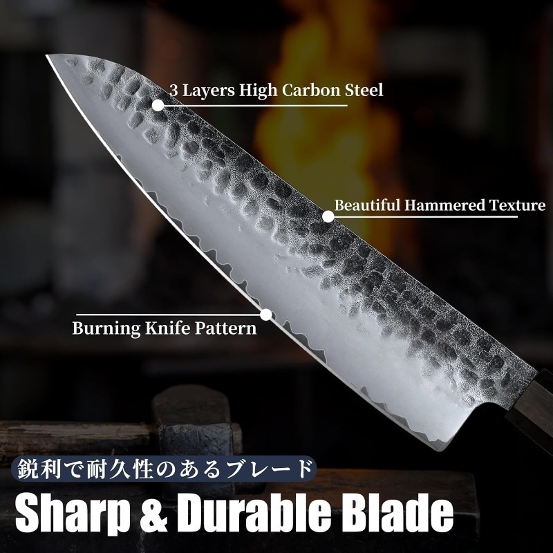 Japanese Classic Hand Forged Santoku Knife Damascus Steel Professional Chef Knives Kitchen Utility Sharp Cleaver Cooking Tool 260304