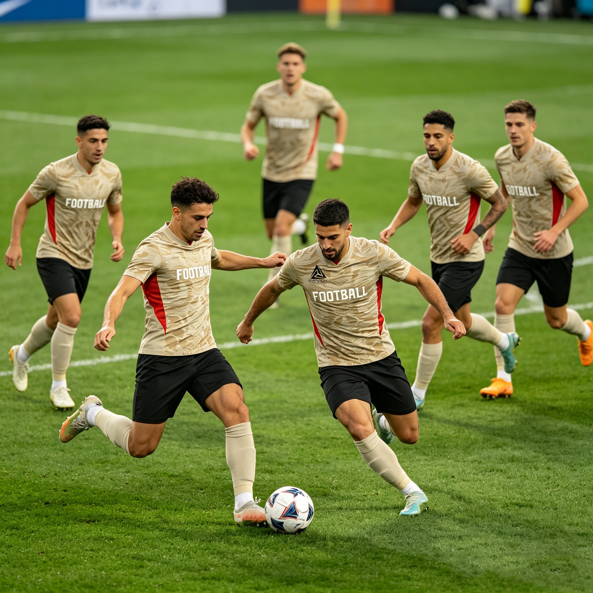 Custom Soccer Jersey Set Men Beige Snake Print Football Uniform with Shorts Personalized Name Number Breathable Quick Dry Kit - view 5