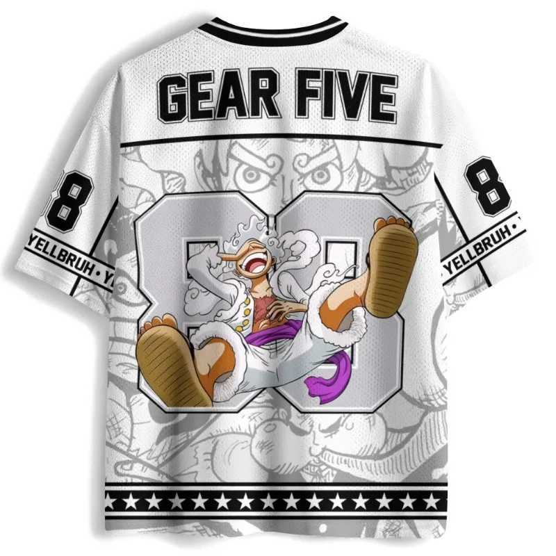 2026 New Style Fashion One Piece Anime Fun Jerseys Luffy Campus Style Short Sleeves Sports Style Mesh Fabric C260525