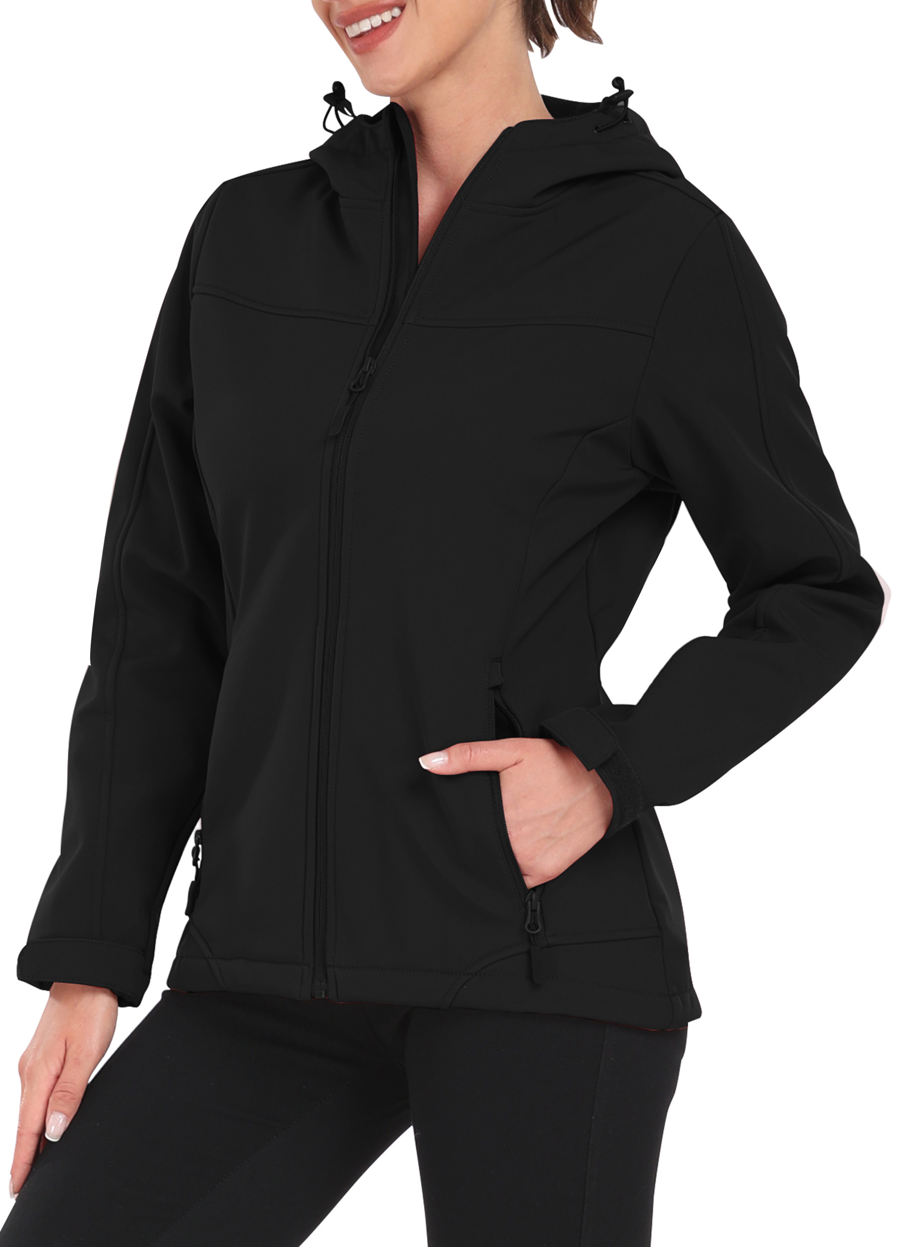 Women's Soft Shell Jacket with Hooded Raincoat - Fleece Lined Hiking Outerwear