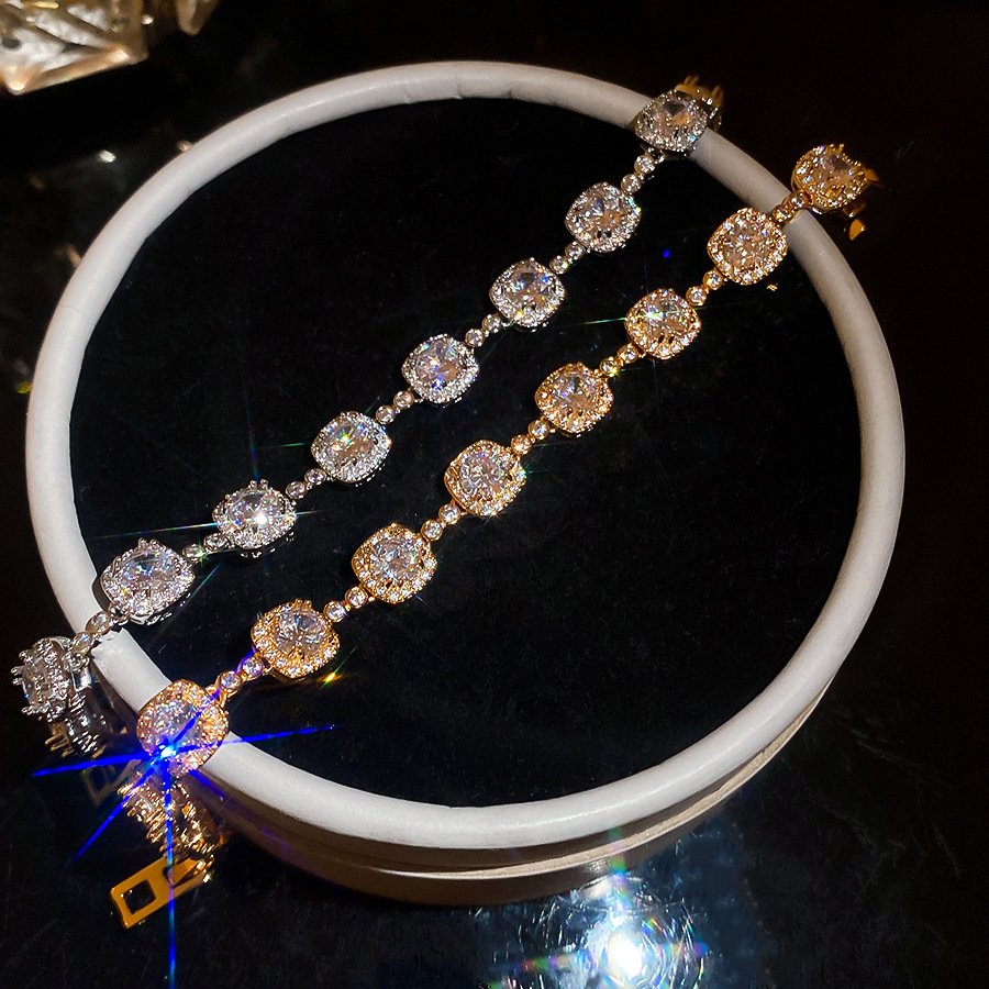 18K real gold plated zircon small cube beautiful stackable bracelet, light luxury niche high-end jewelry for women - view 9