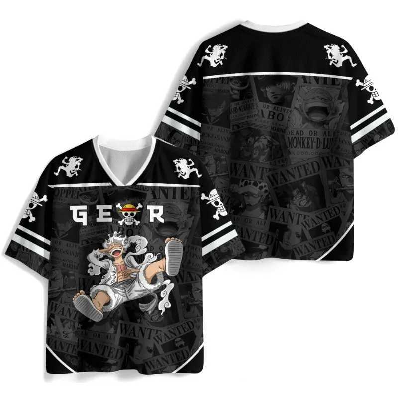 2026 New Style Fashion One Piece Anime Fun Jerseys Luffy Campus Style Short Sleeves Sports Style Mesh Fabric C260525