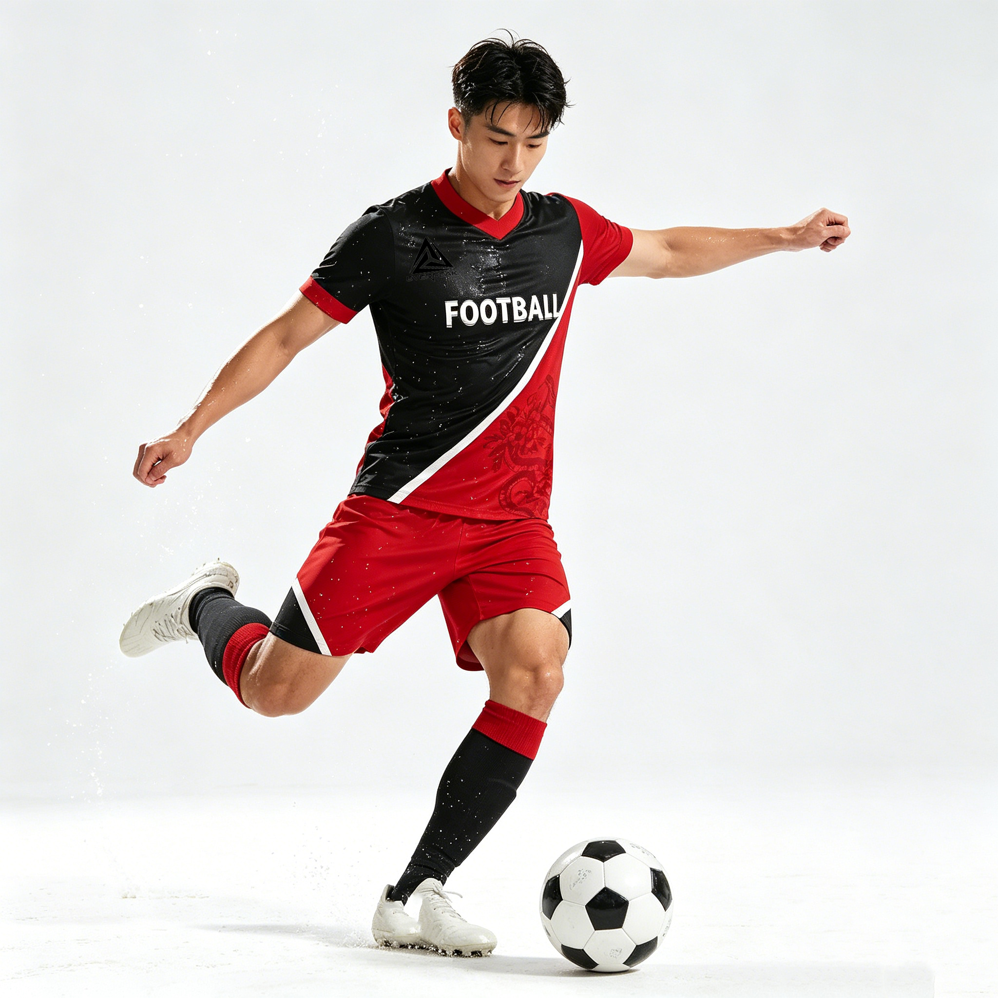 Custom Split Color Soccer Jersey Set Men Quick Dry Football Uniform with Shorts Customizable Team Name Number Logo for Sports - view 3