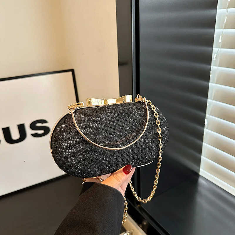 Light luxury sequined hand-held dinner bag elegant style bag high-end chain single-shoulder crossbody bagR260525