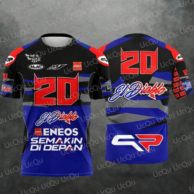 Fabio Quartararo fan t-shirt, year 20, El Diablo graphic design, motorcycle racer, 3D printed, unisex, casual style, suitable for summer, short sleeve