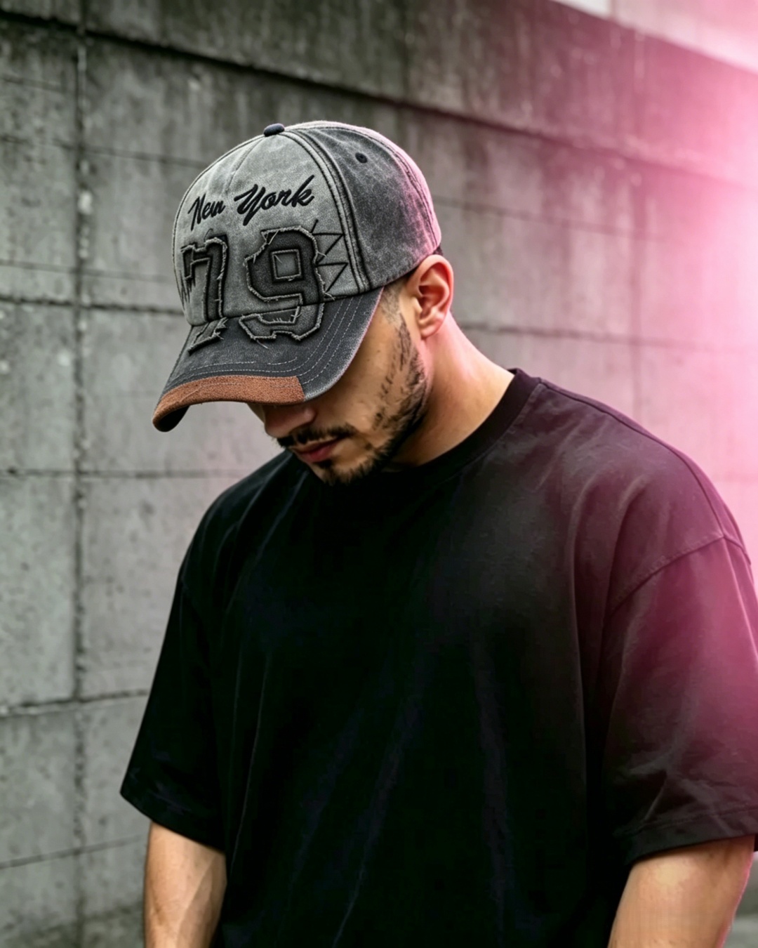 Y2K Streetwear New York 79 Distressed Baseball Cap Men Adjustable Washed Cotton Trucker Hat