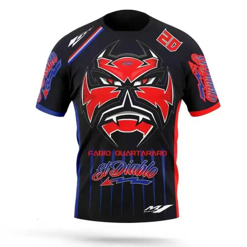 Fabio Quartararo fan t-shirt, year 20, El Diablo graphic design, motorcycle racer, 3D printed, unisex, casual style, suitable for summer, short sleeve