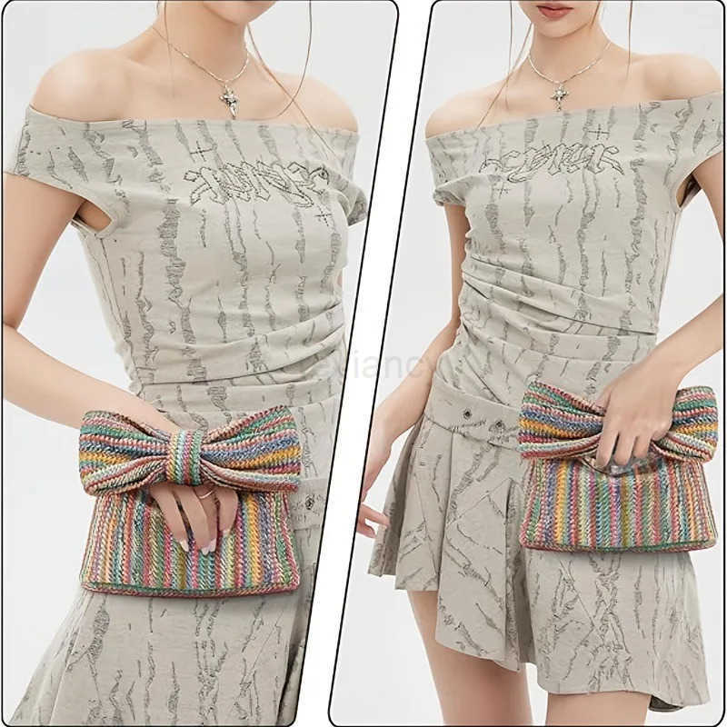 Fashion Women Summer Bohemian Straw Bag Woven Bow Beach Crossbody Bag Shoulder Messenger Bag Girls Handbags Straw Bag Gifts ChicR260525