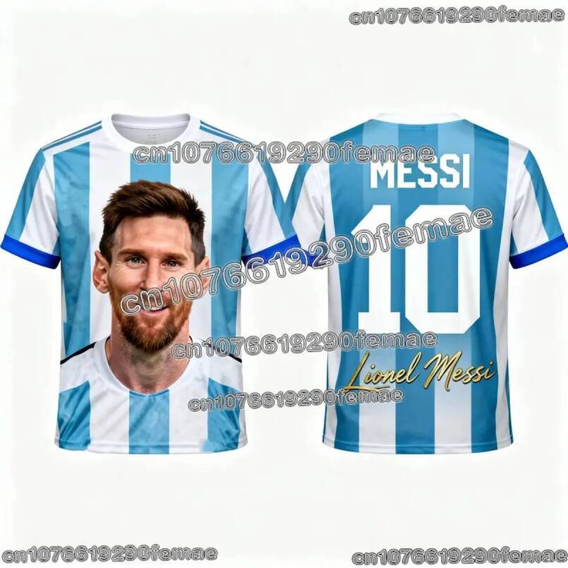 Men's MESSI football t-shirt, summer model 2026, superstar graphic design. Jersey for collectors. Casual sports style.