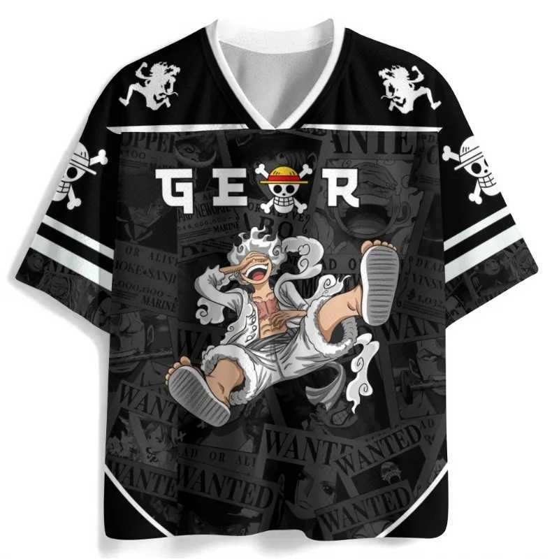 2026 New Style Fashion One Piece Anime Fun Jerseys Luffy Campus Style Short Sleeves Sports Style Mesh Fabric C260525