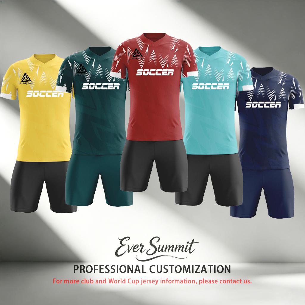 Custom Soccer Jersey Set Men Teal Geometric Arrow Football Uniform with Shorts Personalized Name Number Breathable Quick Dry Kit