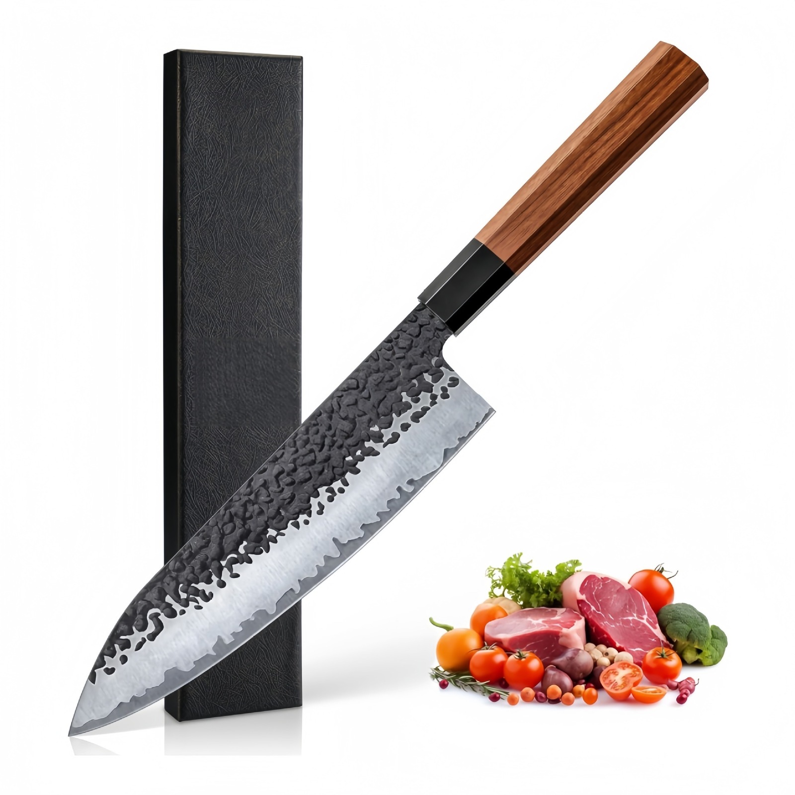 Japanese Classic Hand Forged Santoku Knife Damascus Steel Professional Chef Knives Kitchen Utility Sharp Cleaver Cooking Tool 260304