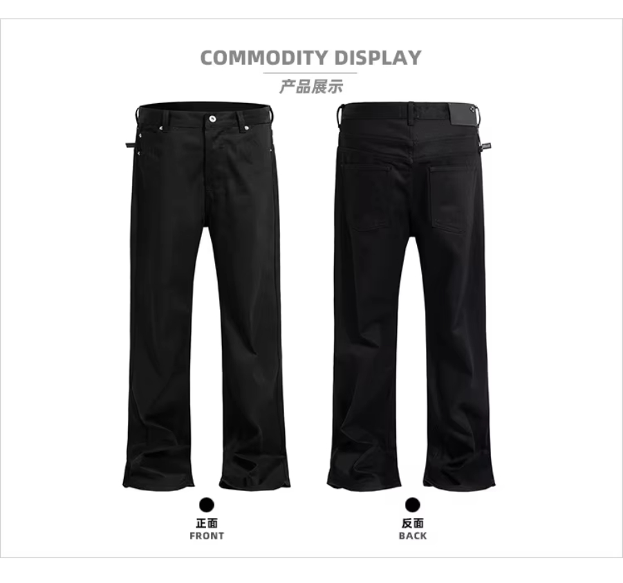 MIJKO Pure Black Raw Denim Jeans TJ179