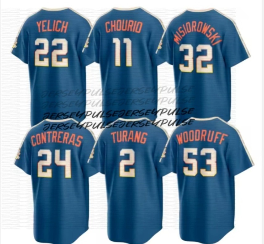2026 Picks Brewer Baseball Jerseys Jacob Misiorowski Christian Yelich Jackson Chourio William Contreras Brice Turang Sal Frelick Caleb Durbin Joey Ort
