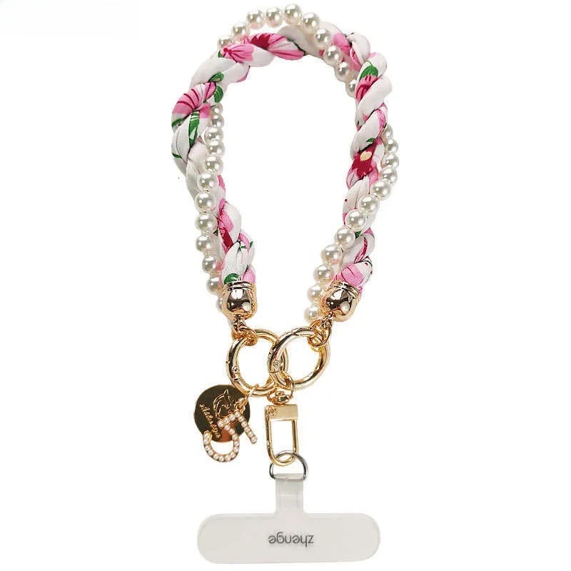 Phone charm bag charm Chic Braided Silk Scarf Phone Charm - Pearl Beaded Metal Pendant for Phones Bags & Daily Outfits - view 8