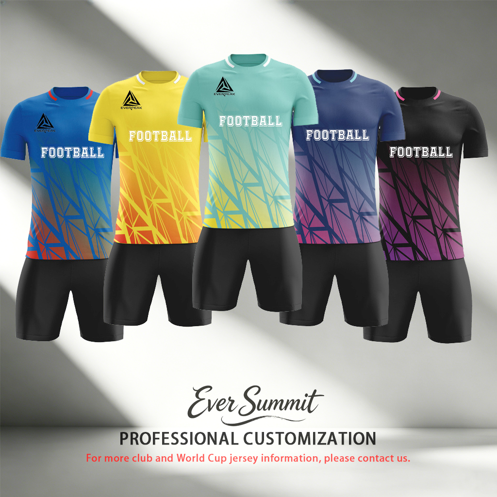 Custom Soccer Jersey Set Men White Pink Blue Gradient Football Uniform with Shorts Personalized Name Number Breathable Quick Dry Kit