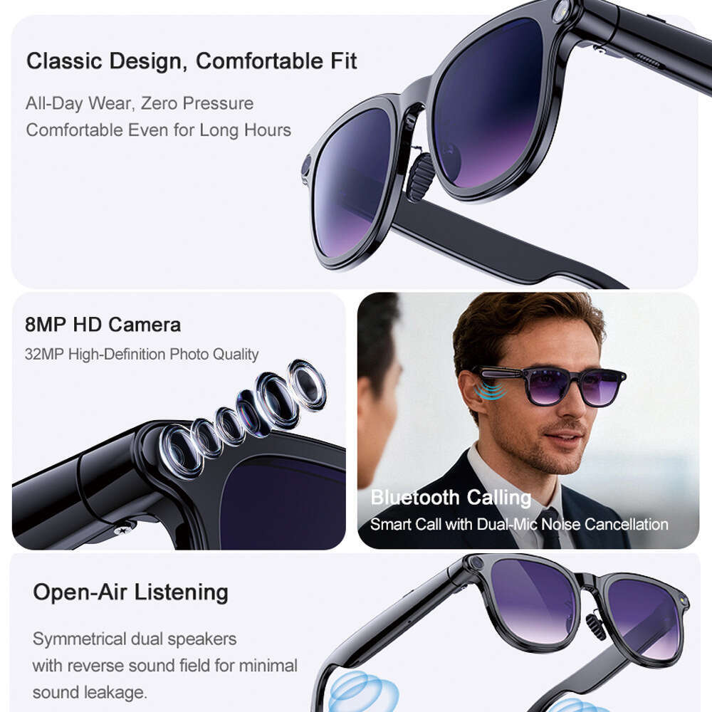 A2 Smart Glasses with Camera Multi-function Photographic Video Real-time Translation AI Recognition AI Smart Glasses