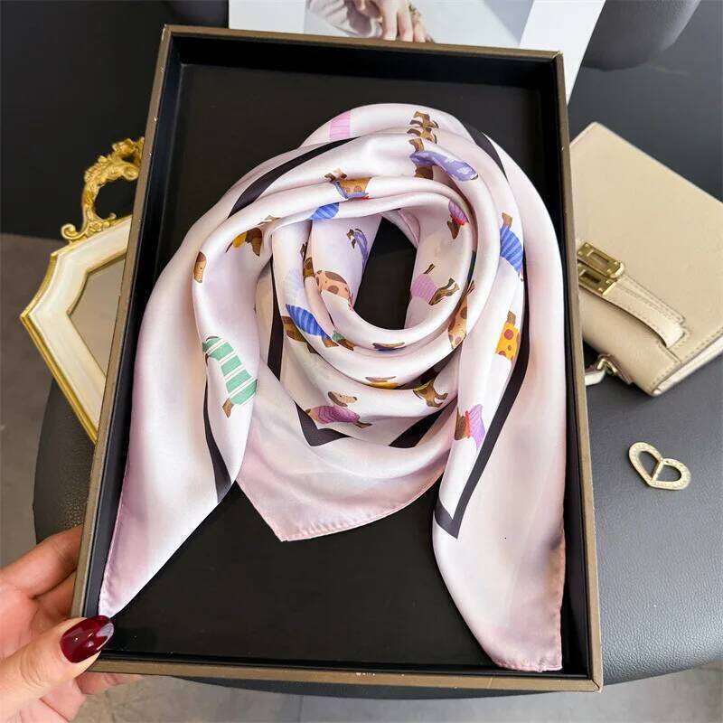 Silk Square Scarf Women Luxury Dog Print Kerchief Soft Satin Hairband Hands Bag Ribbon Foulard Hijab Neckerchief Headband Ladies 26Y0526 - view 6