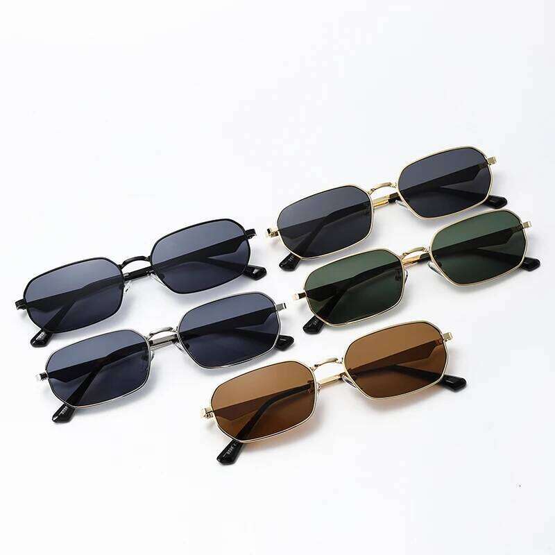 Sunglasses Fashion Small Square Metal Sun glasses Men Women Outdoor Casual Color Lens Sun Glasses Vintage 90s Metal Frame Triangle Legs Design Eyeglas