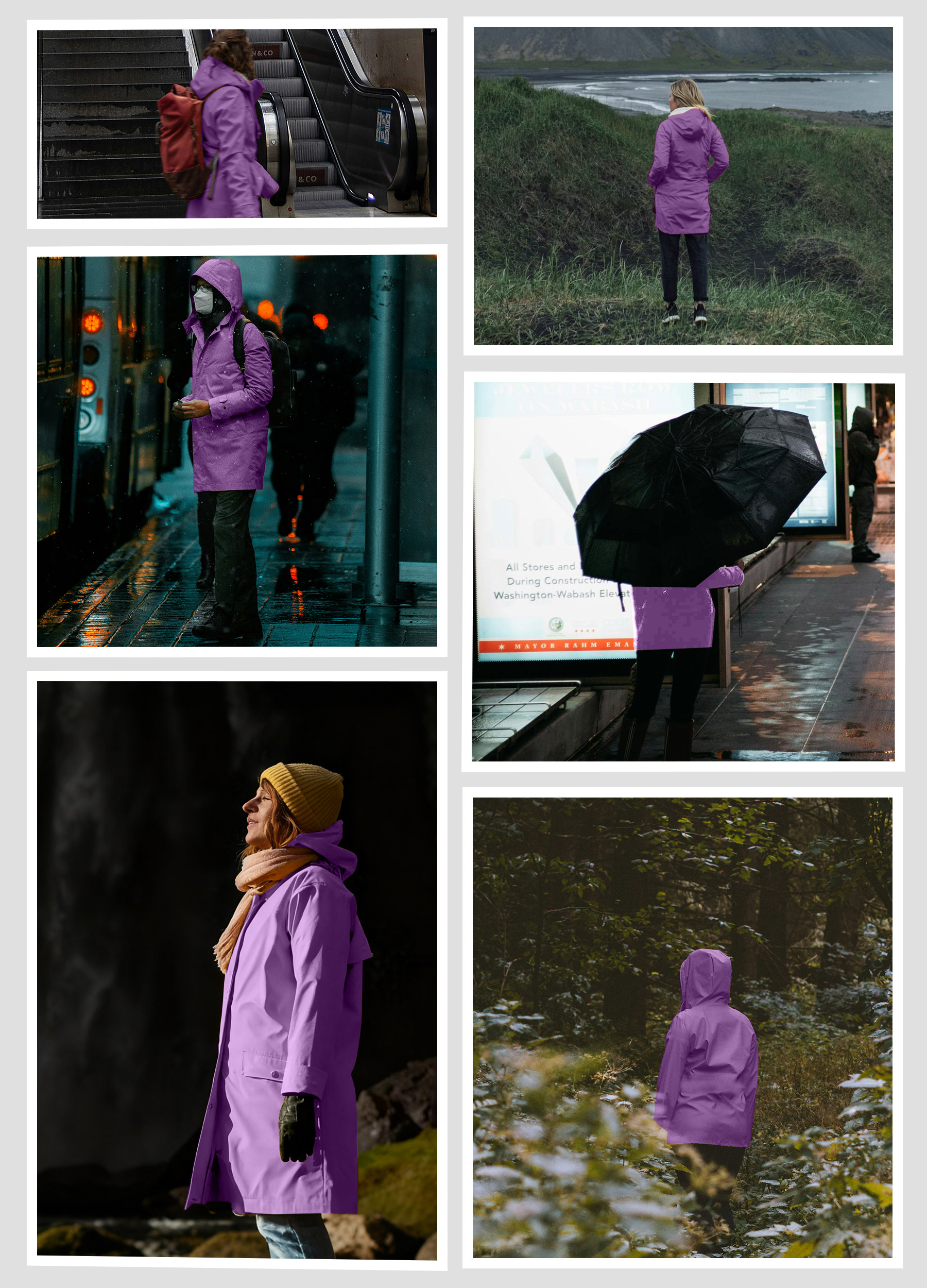 Women's Long Waterproof Hooded Raincoat with Transition Jacket Features for Outdoor Use
