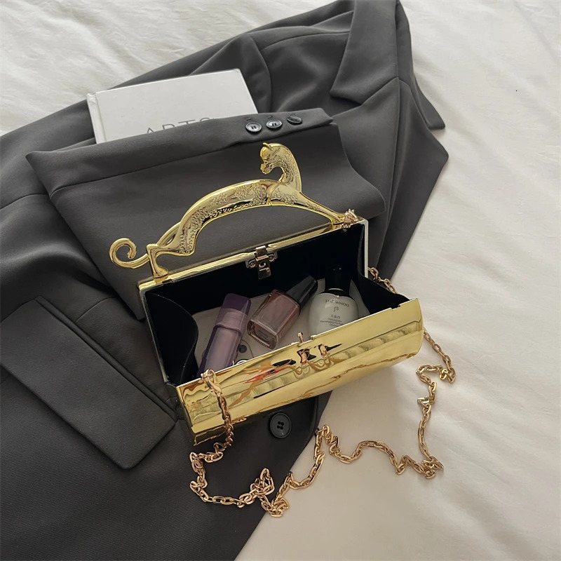 Animals Leopard Metal Handle Evening Clutch Bag Trendy Party Purse Lady High Quality Acrylic Shoulder Crossbody Bag Mini Handbag 260525 - view 3