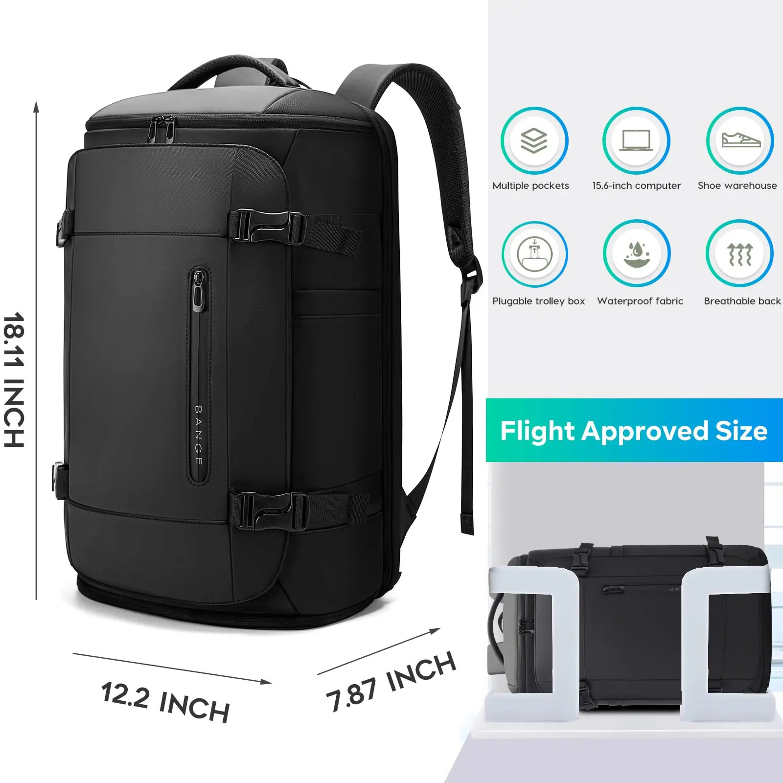 BANGE Multi Men Backpack Sports Travel Business Large Capacity Dry and Wet Separation Outdoor Hiking with Shoe Compartments y260611 - view 3