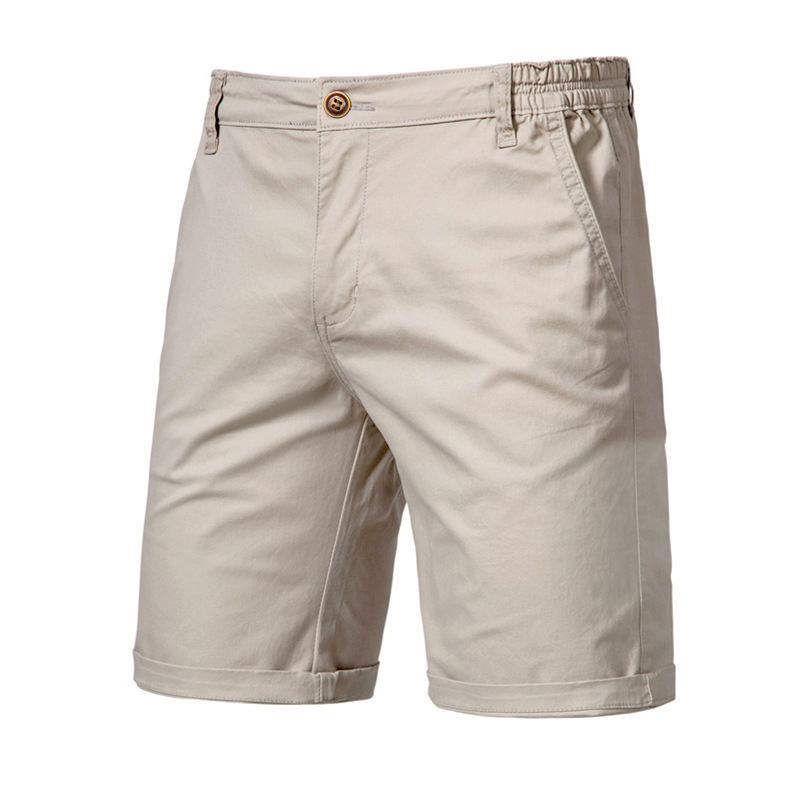 Men's Shorts Men Summer Cotton Elastic Waist Casual Classic Fit Business Half Pants Stretch Khaki Chino Streetwear Beach Size 30-38