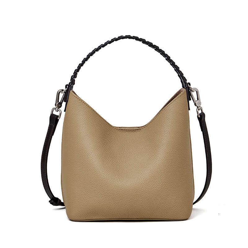Genuine Leather Korean Style Bucket Bag Casual Versatile Shoulder Crossbody Underarm Handbag for Women SENYY