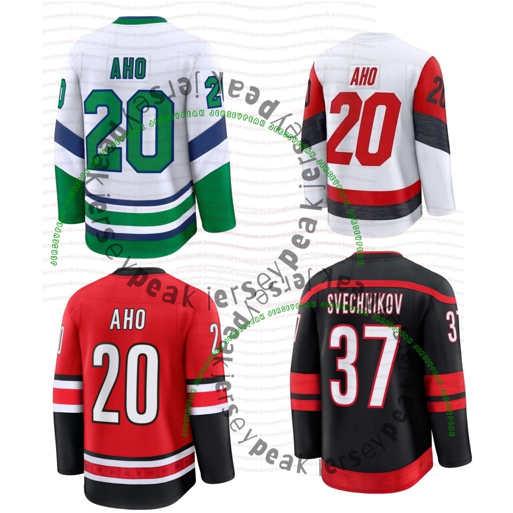 20 Sebastian Aho carolina hockey 27 Nikolaj Ehlers Seth Jarvis Andrei Svechnikov hurricane KAndre Miller Staal Logan Stankoven Jaccob Slavin jersey