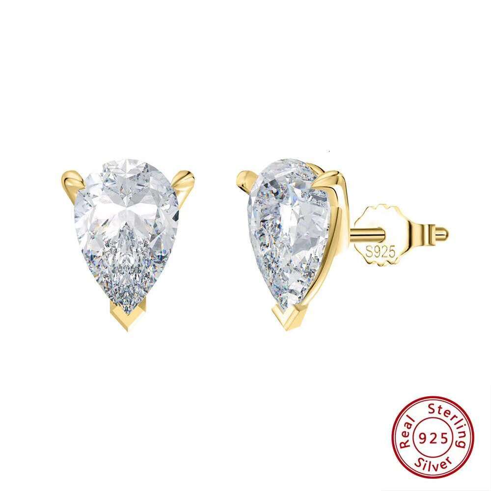 14K Pear-shaped Moissanite VVS Moissanite IGI VVS Moissanite 925 Sterling Silver Stud Earrings - view 3