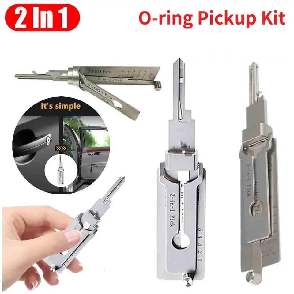 SS001 Stainless Steel Key 2 In 1 Precision Hook & Pick Set Lock Decoder O-ring Pickup Kit Maintenance Repair Hand Tools ddmynov