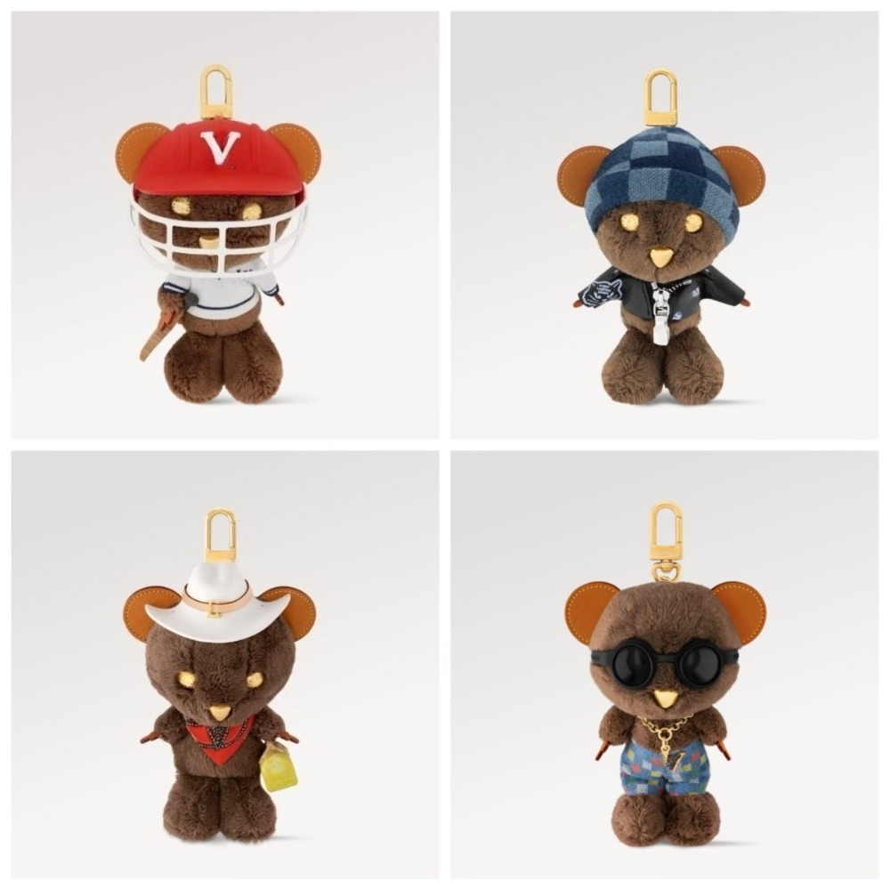 Top Quality Luxury Plush Bear Keychain Cute Bear Bag Charm Pendant for Men Women Fashion Designer Car Key Holder New Style Gift