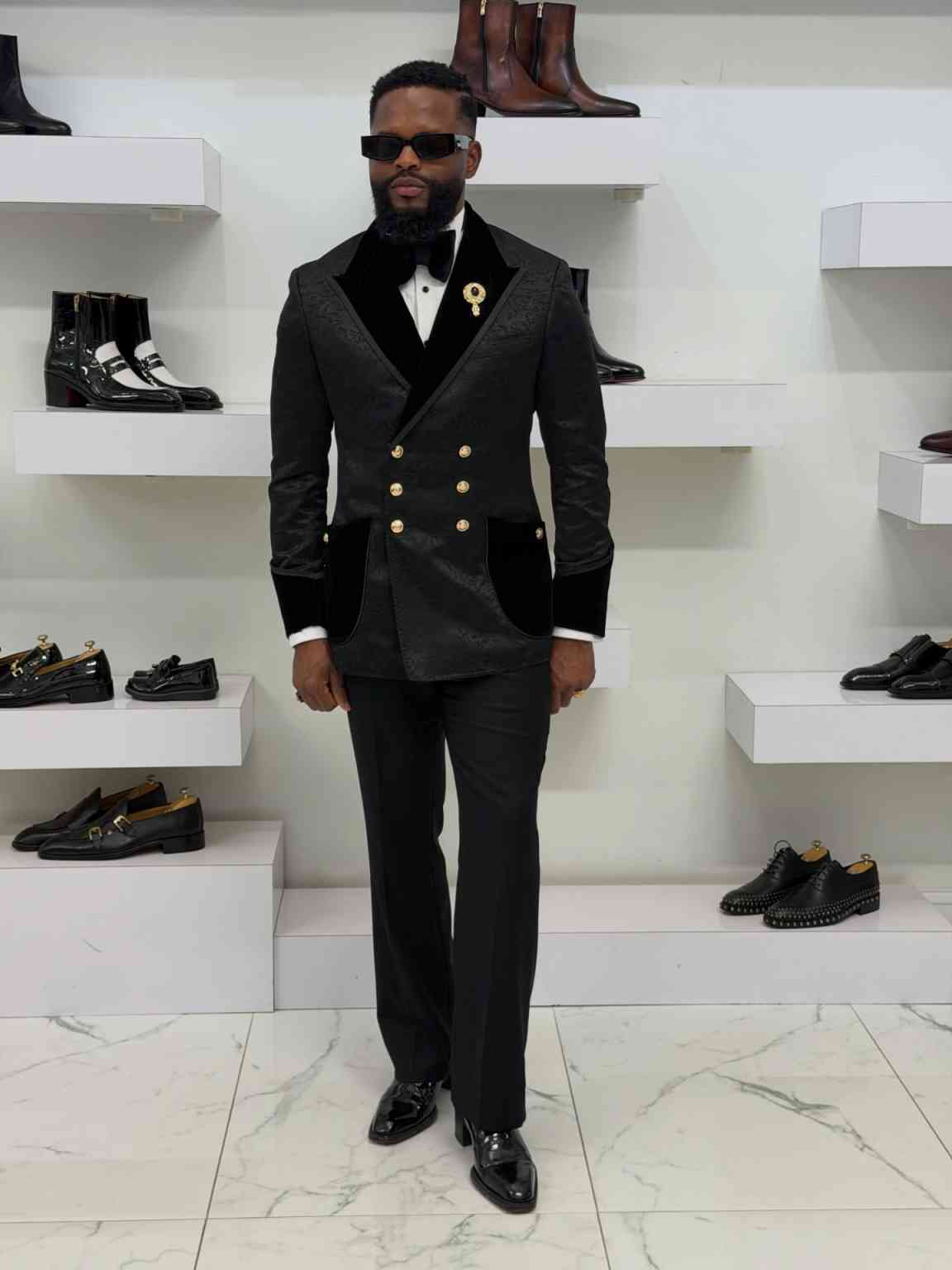 Exquisite Suits Men 2 Piece Sets Floral Pattern Prom Blazers Customized Man Formal Wear Wedding Tuxedo Attire - view 3