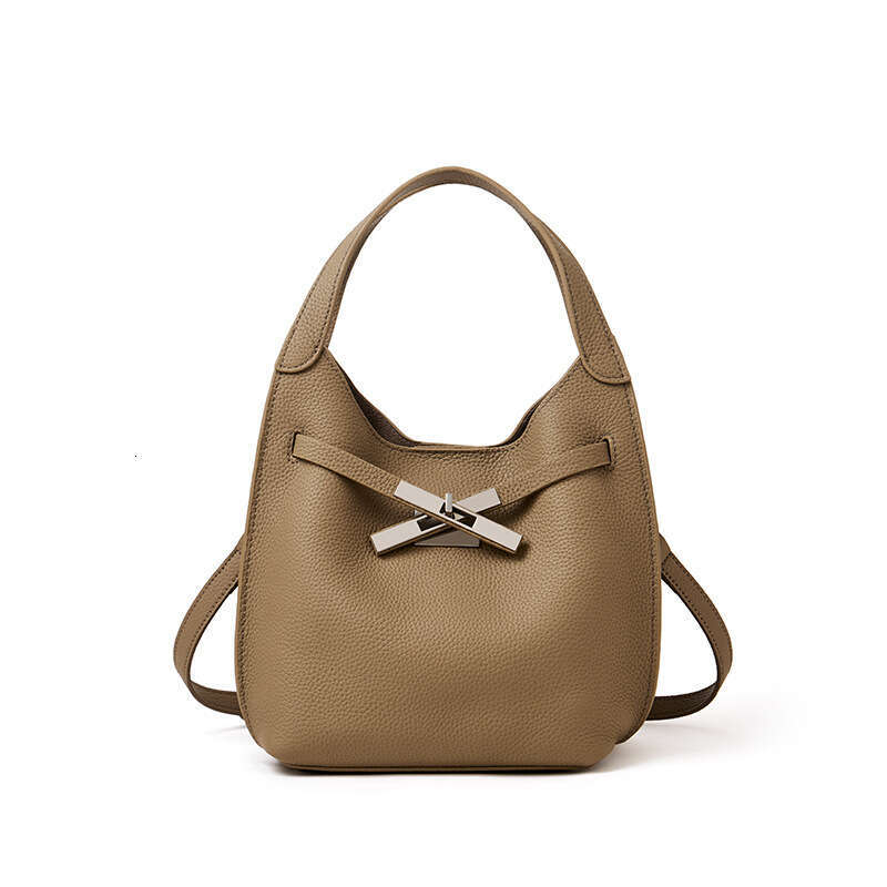 Genuine Leather TC Pattern Basket Bucket Bag Multi-way Wear Shoulder Crossbody Underarm Commute Bag Women SENYY