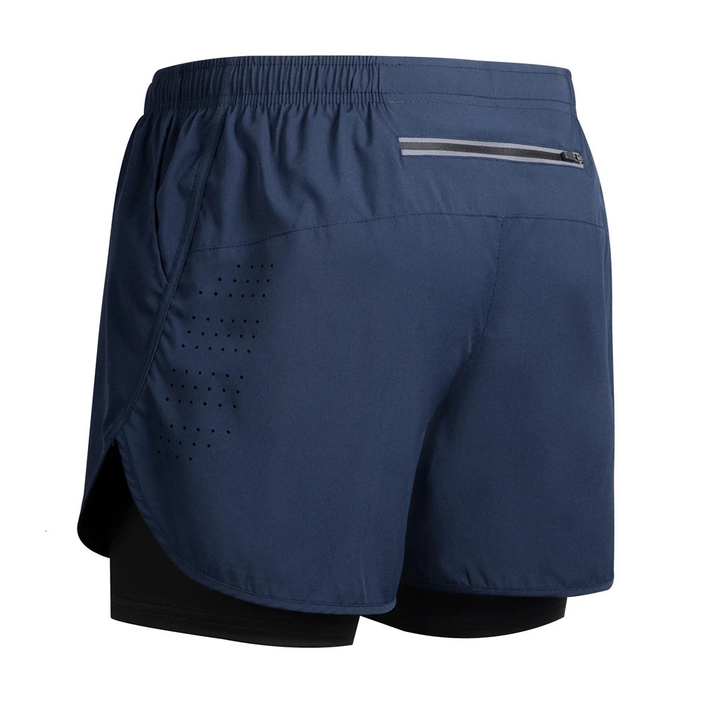 Summer mens reflective running shorts Fitness quick drying double-layer shorts Mens exercise training bodybuilding shorts 260525 - view 5