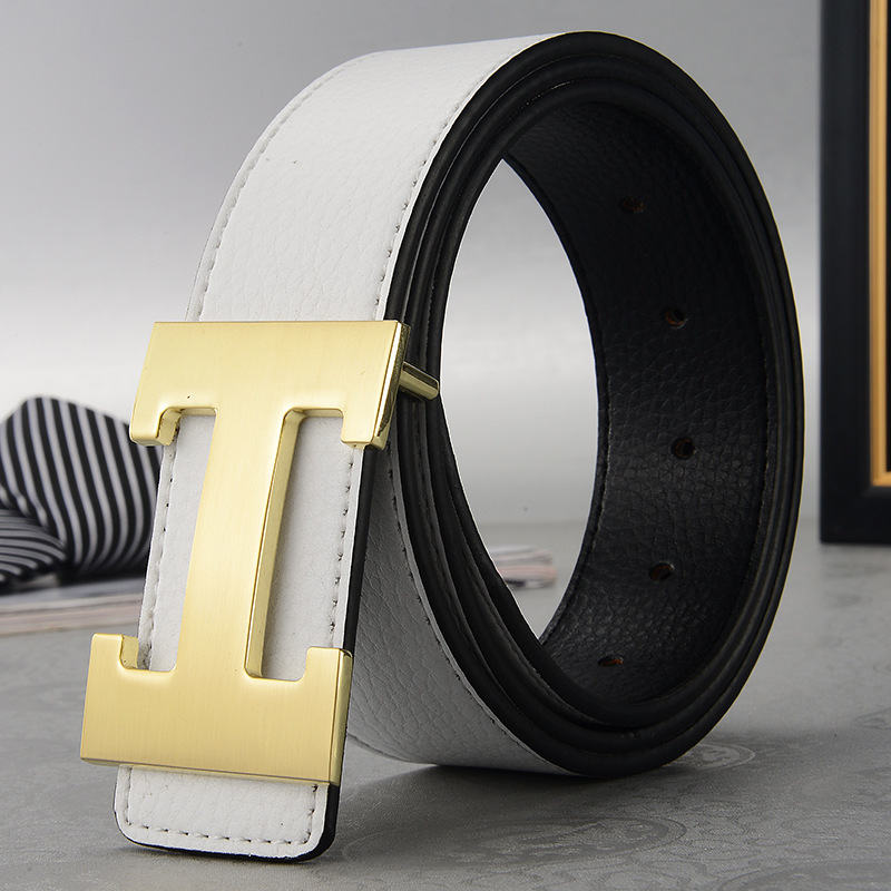 Designer 2026 New Men's With Litchi Texture Smooth Buckle H-buckle Fashion Casual Trend Versatile Middle-aged Luxury Youth Waist Belt Free Shippi