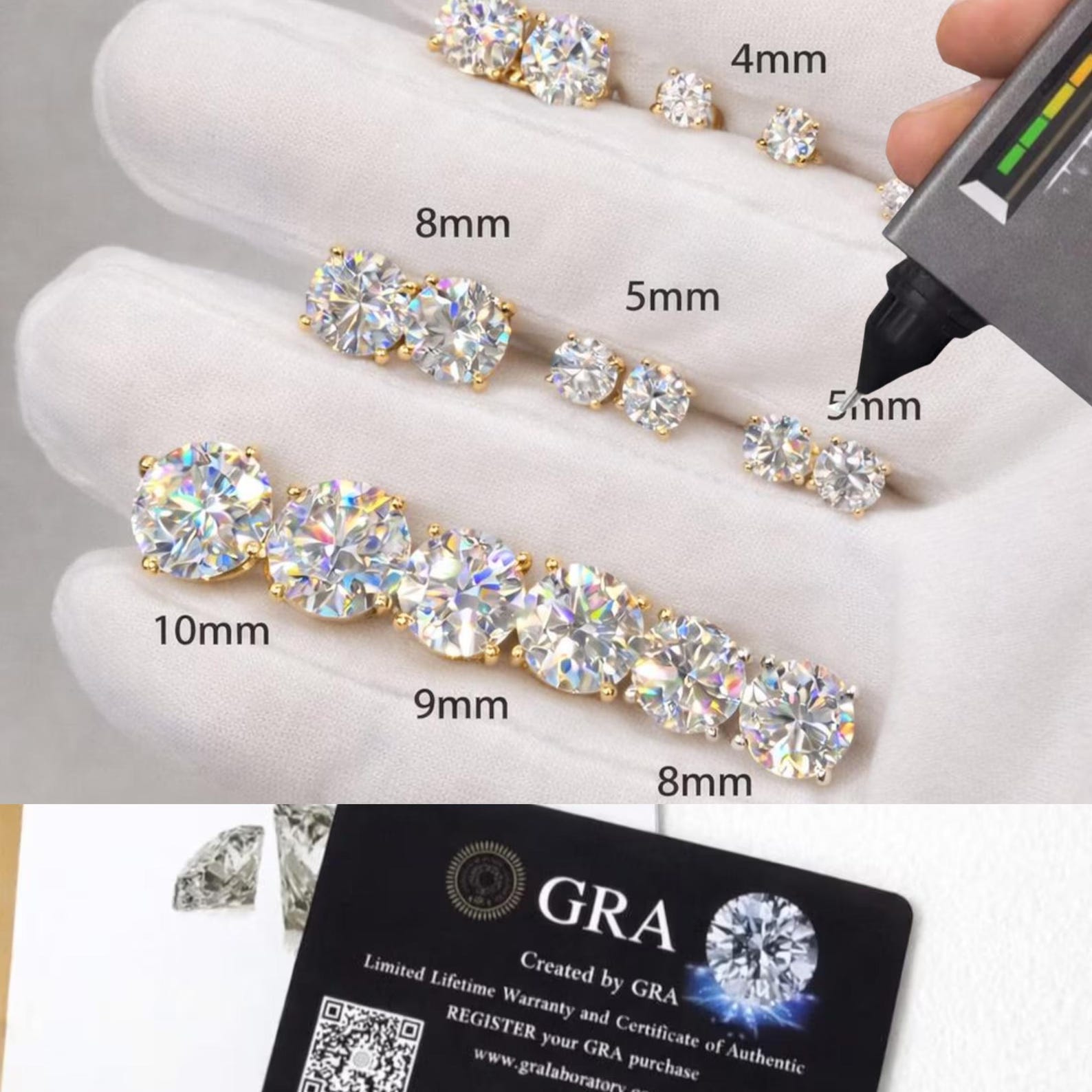 Moissanite earrings Screw Back VVS Moissanite Hip Hop S Sier 10K 14K Gold Dia Round Solitaire Stud Earrings